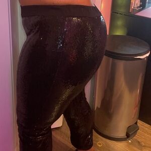 White House Black Market Shimmering Black Sequin Trousers